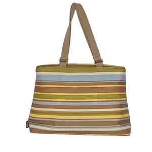 Large Laptop Bag Triple Compartment Multicoloured Neutral Stripes
